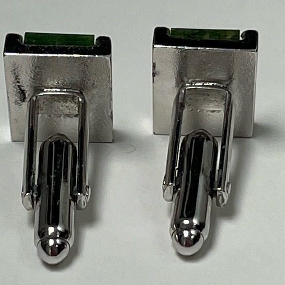 VTG Dante Jade Jadite Cuff Links Men’s cufflinks vintage silver green - Picture 11 of 12